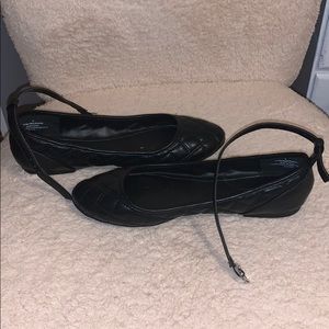 Merona Black Flats with Ankle Loop